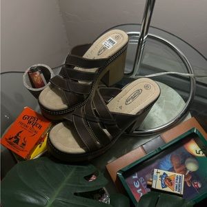 Vintage 90's Y2K NWT Lower East Side Brown Chunky Platform Slides Sandals